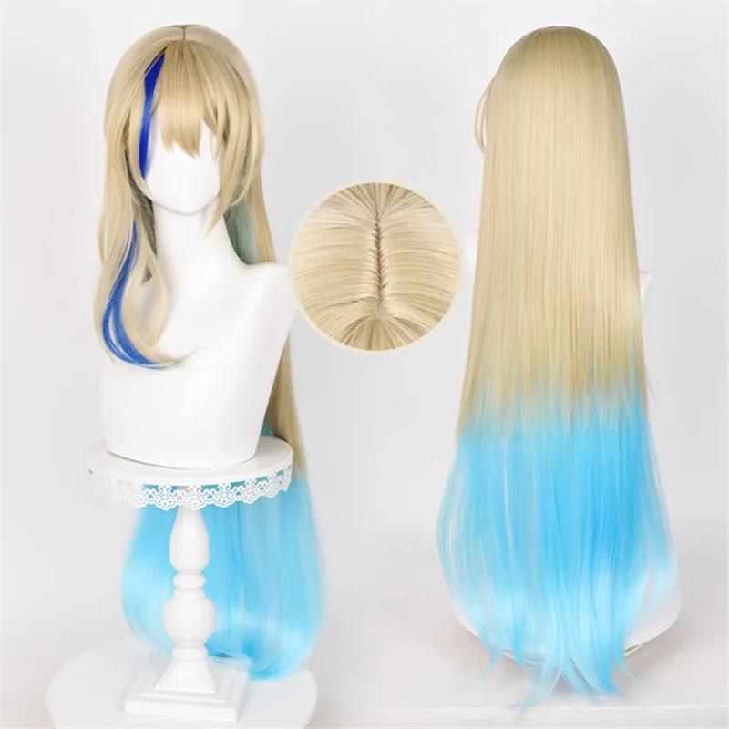 

Game Honkai: Star Rail Serval Cosplay Wig Linen Gradient Blue Hair Heat Resistant Synthetic Halloween Party Accessories Props