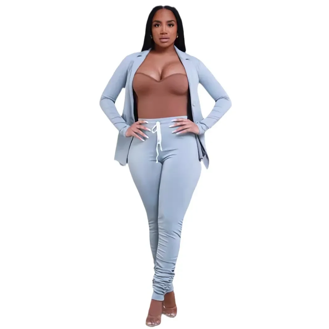 TW501 Women's Blazer Casual Pants Two-piece Set OL Office Commuter Solid Color Autumn and Winter Casual Wear Set