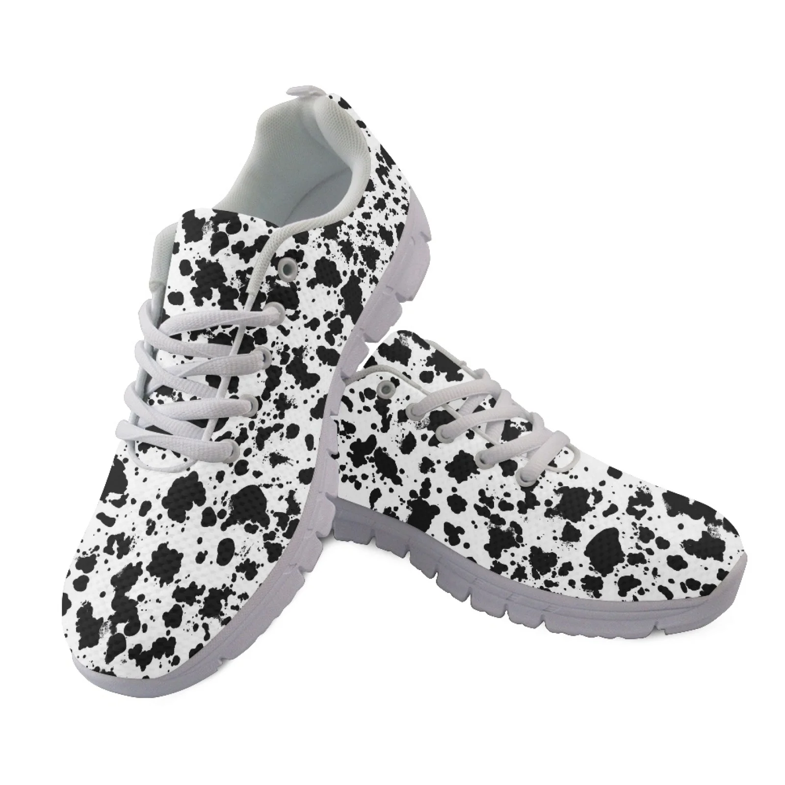 Coloranimal Lace Up Lightweight Fitness Shoes for Men Men's Walking Flat for Training Cow Print