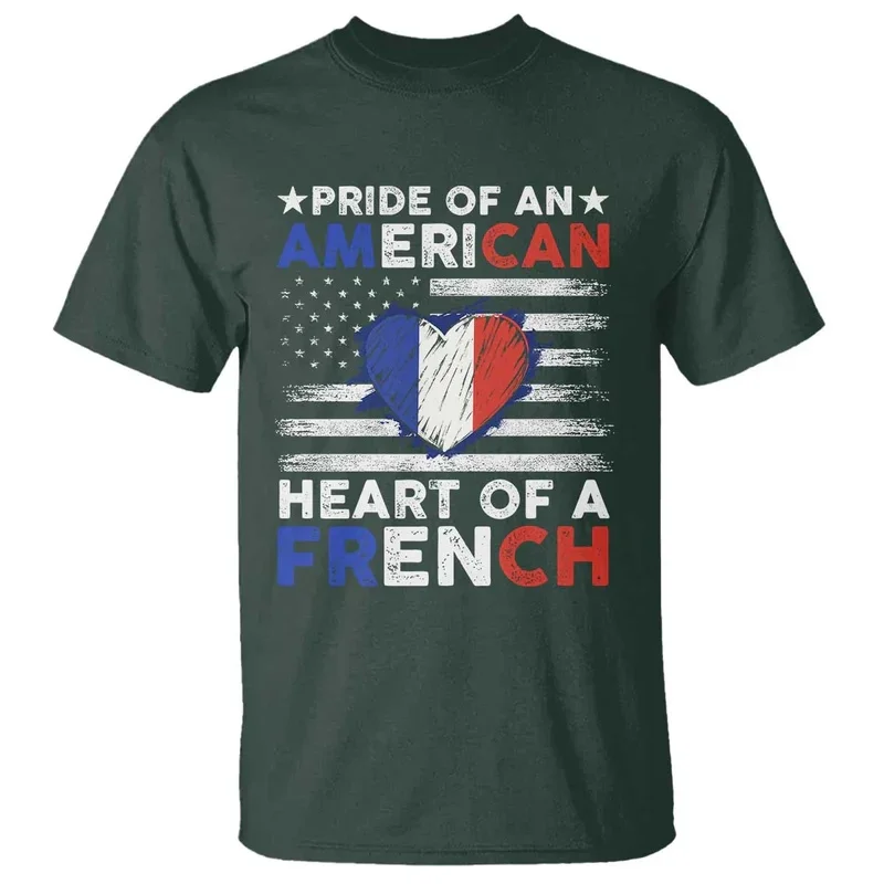Summer Harajuku Men's T Shirt Pride Of An American Heart Of A French Graphic T-Shirt Women Kid American Short Sleeve Street Tops image 3