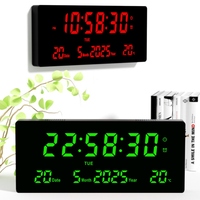 Living Room 6-digit LED Electronic Calendar Wall Clock with Temperature Display Year/Month/Day Desktop Electronic Alarm Clock