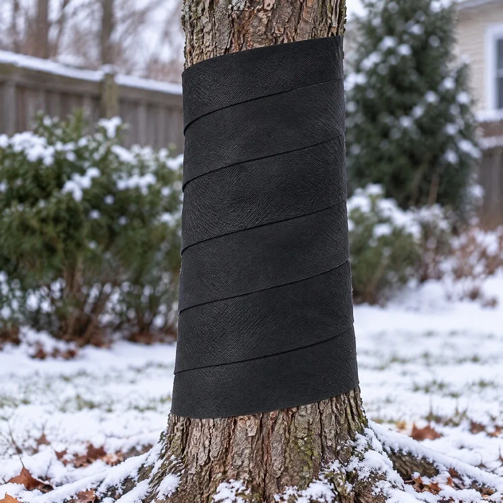 Black Non-Woven Tree Wrap Strip 10cm Wide Frost Protection Film For Garden Plants Cold Weather Insulation Bandage 40m To 120m