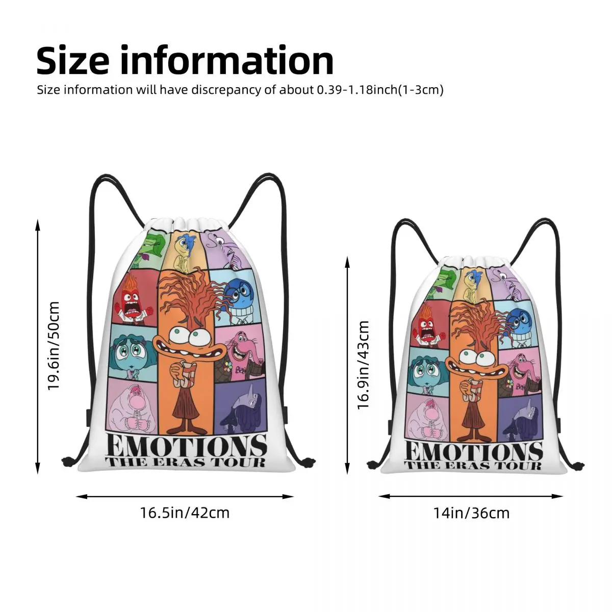 Emotions The Eras Tour Inside Out Drawstring Backpack Gym Sports Sackpack Cartoon String Bag for Yoga