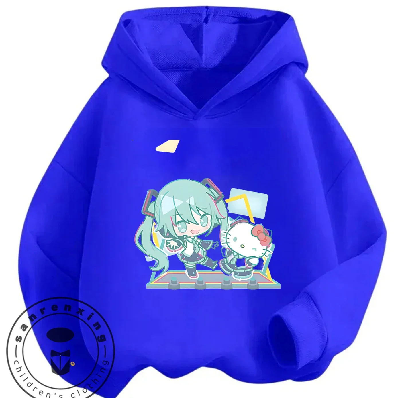 Plain Casual Hooded Sweatshirt Hatsune Miku Elegant Anime Motif Minimalist Daily Street Outerwear For 3 14 Years - view 2