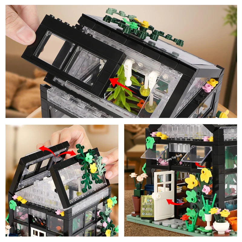 MOC Creative Flower Bouquet Store House Model Building Block City View Holiday Summer Coffee Shop Bricks Girls Toys Kids Gifts