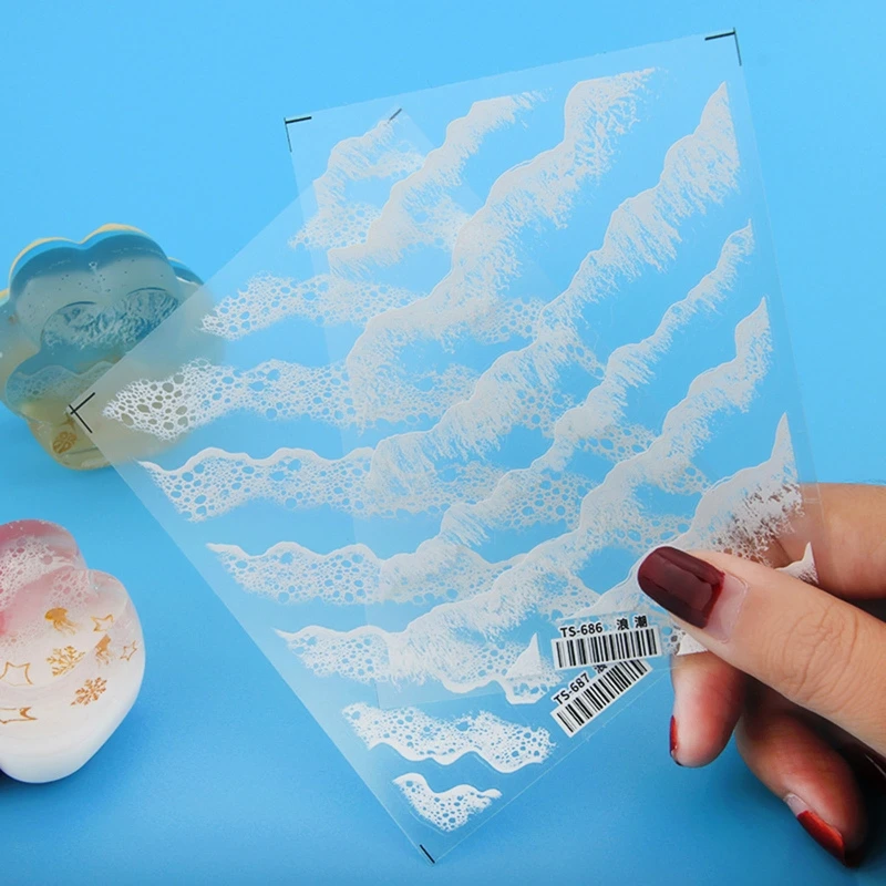 1 Sheet Simulation Wave Sticker Epoxy Resin UV Glue Diy Accessories Imitation Wave Sticker Jewelry for Women Men