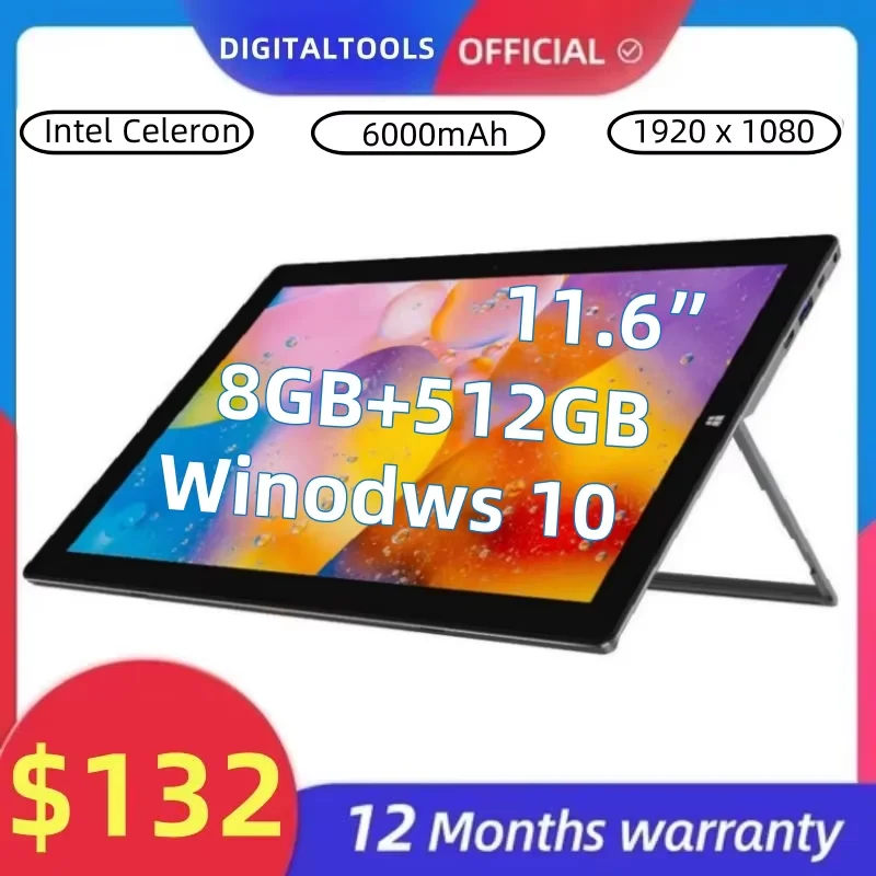 

HOT SALES 11.6" FHD Windows 11 Tablets 8GB RAM 512GB ROM Intel Celeron N4120 Type C 2xUSB 3.0 1920 x 1080 Pixel HD-MI 6000mAh ﻿