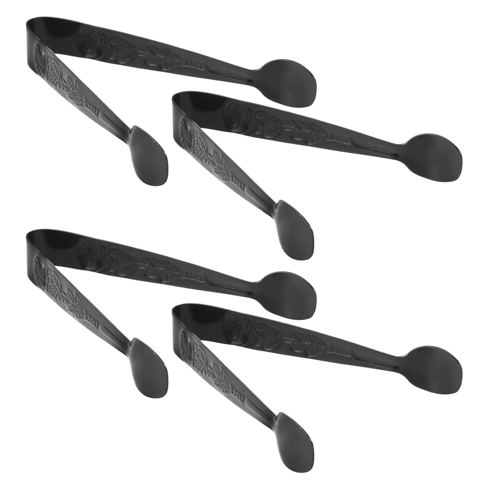 

4Pcs Breakfast Cookie Tongs Stainless Steel Mini Black Non Slip Biscuit Dipping Clip Dunking Tool Small Food Serving Utensils