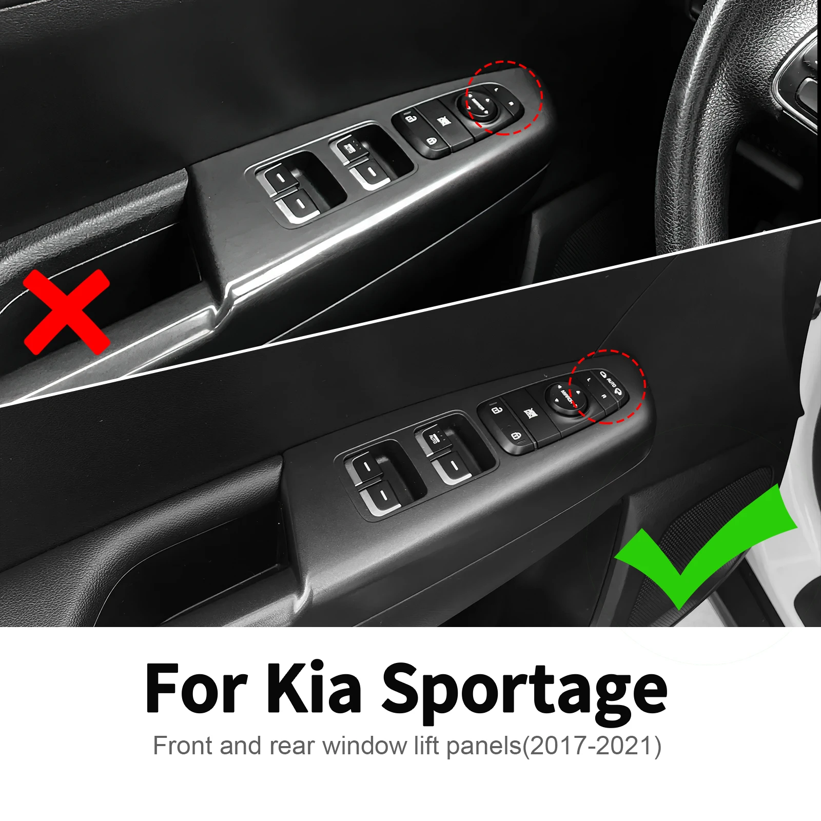 Real Soft Carbon Fiber Sticker For Kia Sportage 2017 2018 2019 2020 2021 LHD RHD Car Front Rear Door Window Llift Panel Trim
