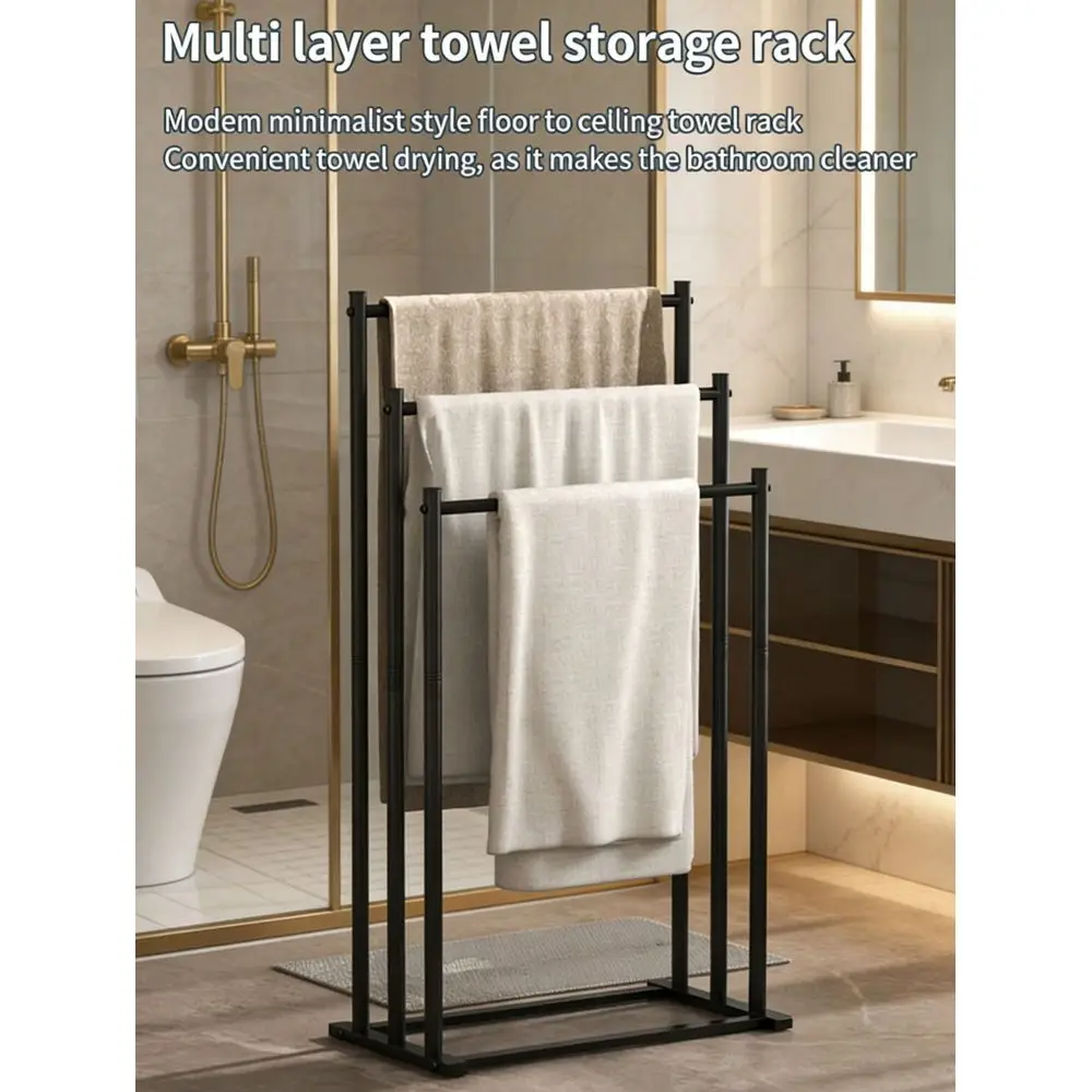 

Heavy Duty 3Tier Towel Drying Stand, Freestanding Towel Rack With Stable Metal Structure, Fits All Size Towels, Bath Sheets, Ro