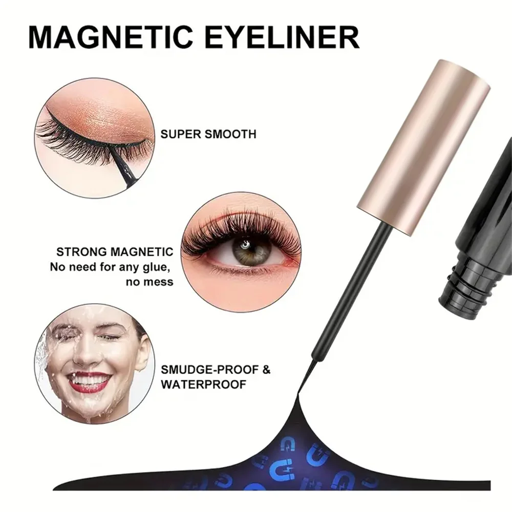 Magnetic Eyelashes With Eyeliner Kit, 5 Pairs Natural Looking Magnetic Lashes, Easy To Wear False Eyelash Set, No Glue Needed