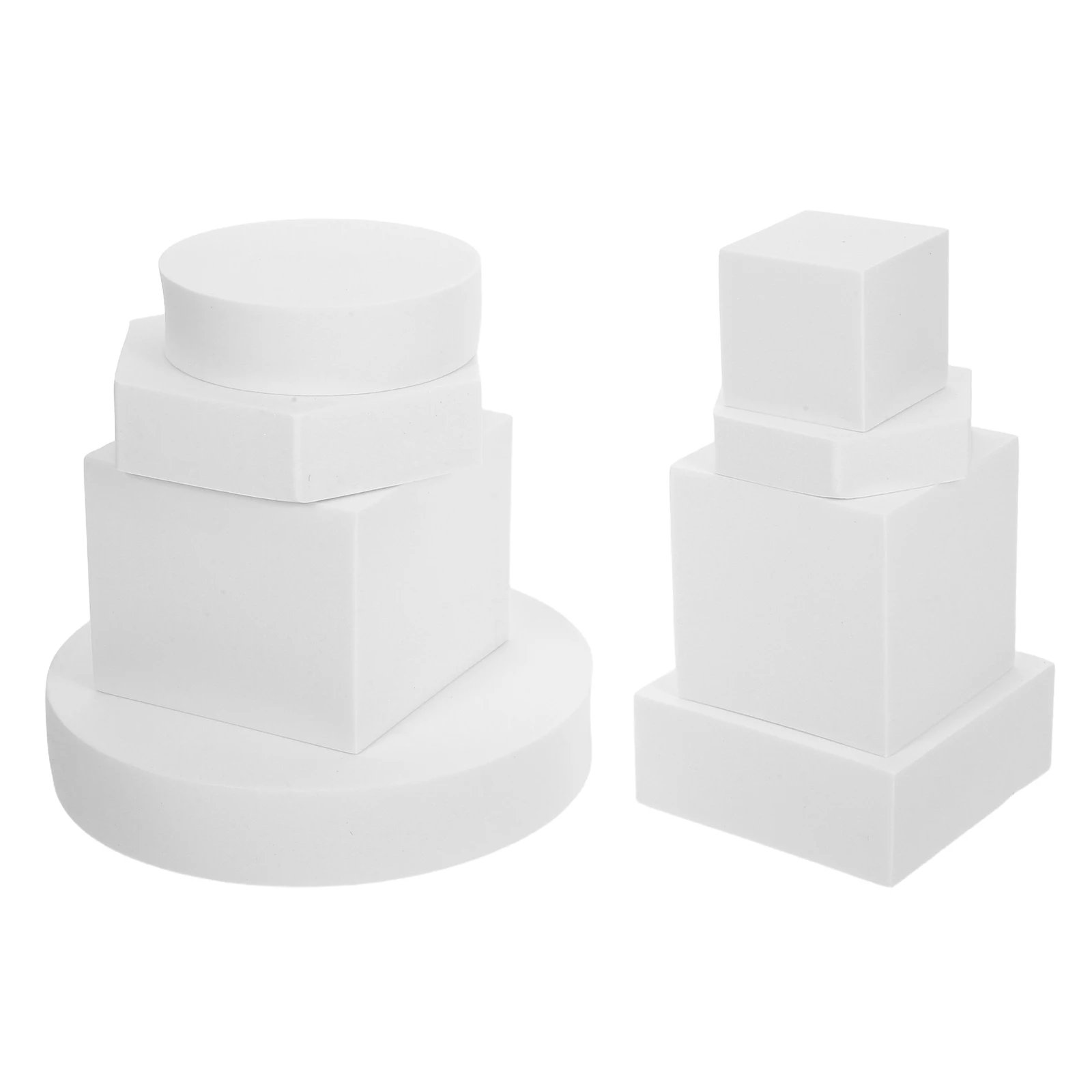 8pcs White Geometric Ornament Set Foam Cube Decorative Photography Props for Jewelry Cosmetics Makeup Photoshoot