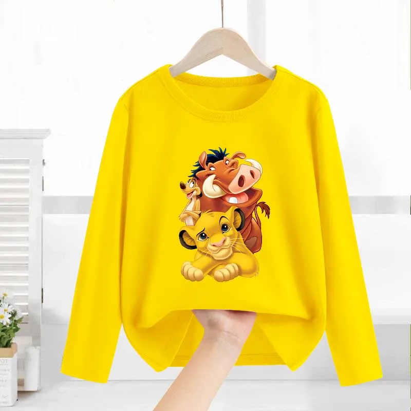 

Mufasa Lion King Boys Kids Yellow Long Sleeve Sweatshirt Thin Clothes Child's Anime Cartoon Print O Neck Tops Xmas Birthday Gift