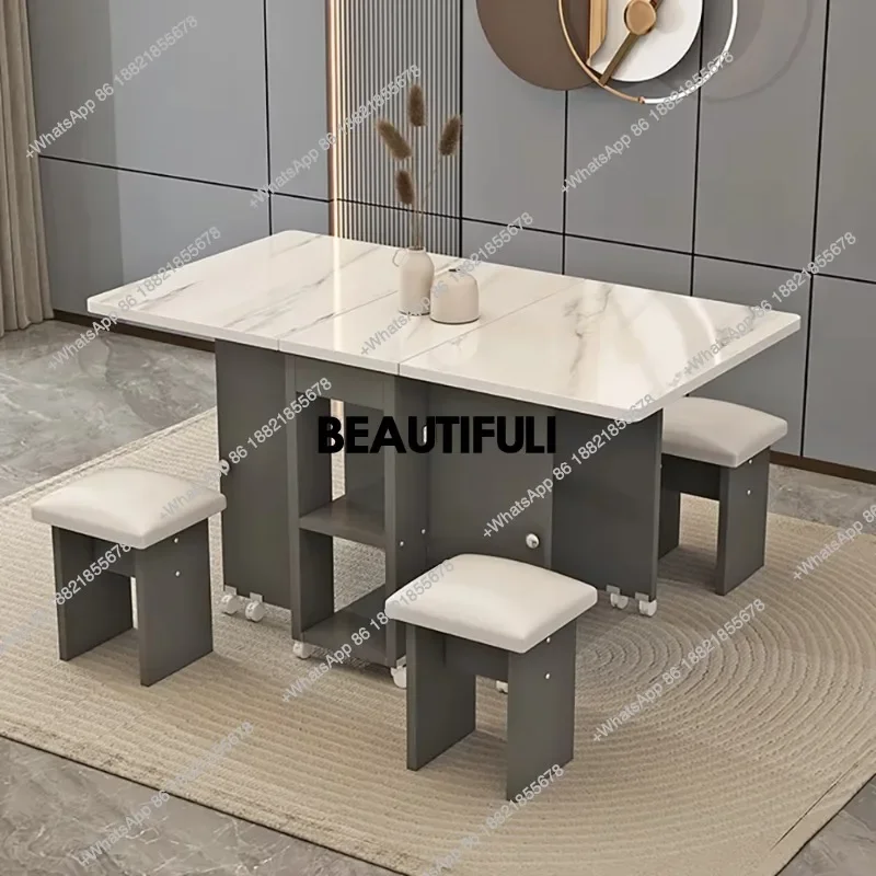 Folding Dining Table Set 4 Chairs Decorate Luxury Italian Dining Table Simple Modern Mesas Y Sillas De Comedor Kitchen Furniture