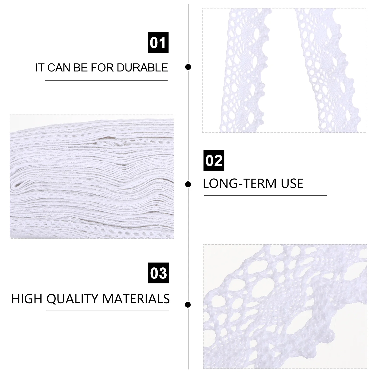 

25 Yards Cotton Lace Trim White Crochet Ribbon for DIY Craft Wedding Decoration Embroidery Flower Pattern Sewing Lace