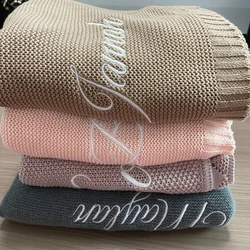 Personalized Name Baby Blankets Neworn Infant Babies Boys Girls Cotton Knit Sleep Quilts Cover for Stroller KidsThrowing Mats