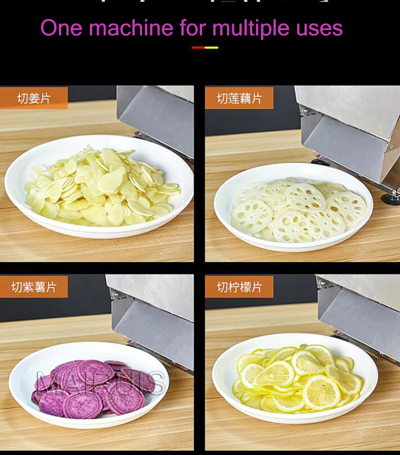YY Electric Meat Slicer Multifunctional Household Kitchen Stainless Steel Semi-Automatic Potato Lemon Pumpkin Bread Slicer