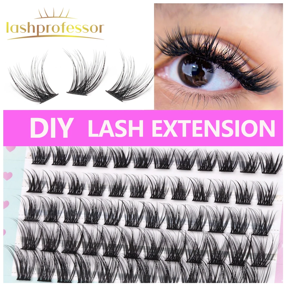 DIY 60 Clusters Lashes Mixed Tray Manga Eyelash Extensions Anime Soft Wispy Spiky Individual Lashes Cluster Home Mixing Length