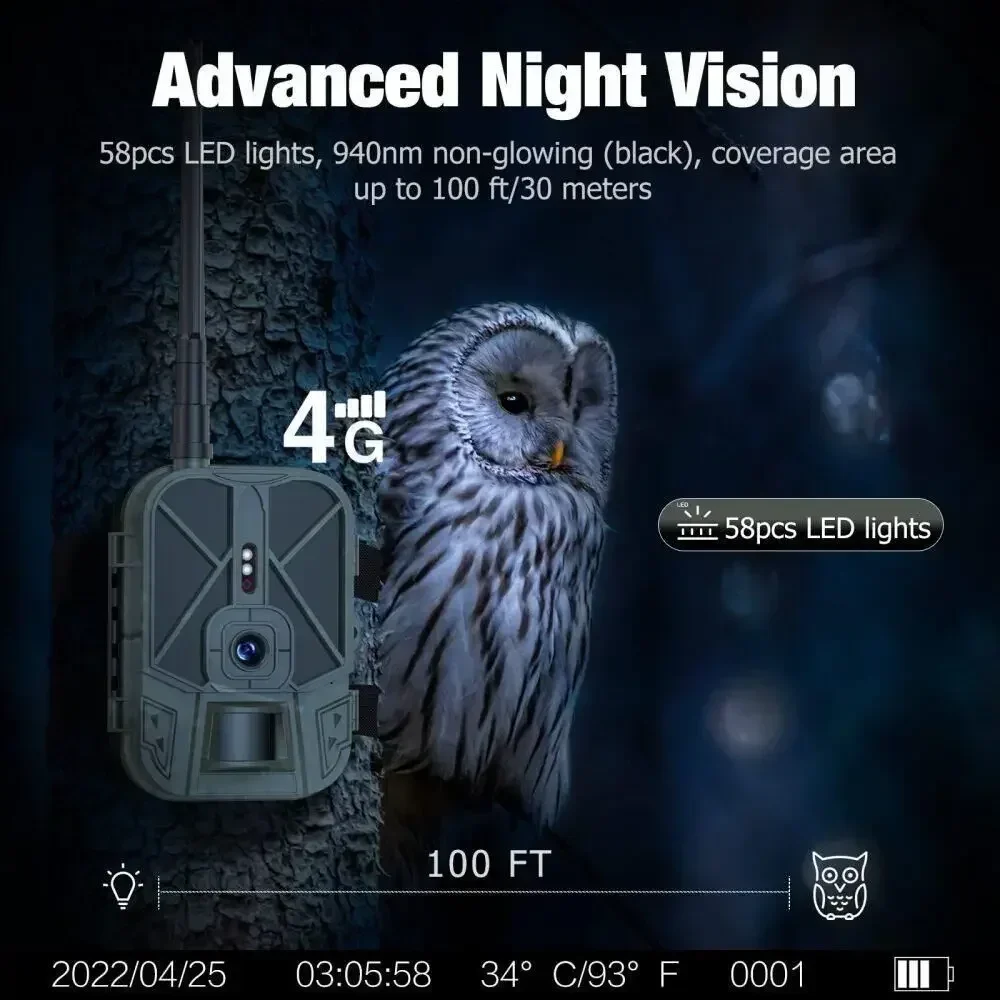 4G 4K 36MP HC-940Rro Hunting Trail Camera Wildlife Camera APP 940nm Invisible IR LEDs Night Vision For outdoor hunting