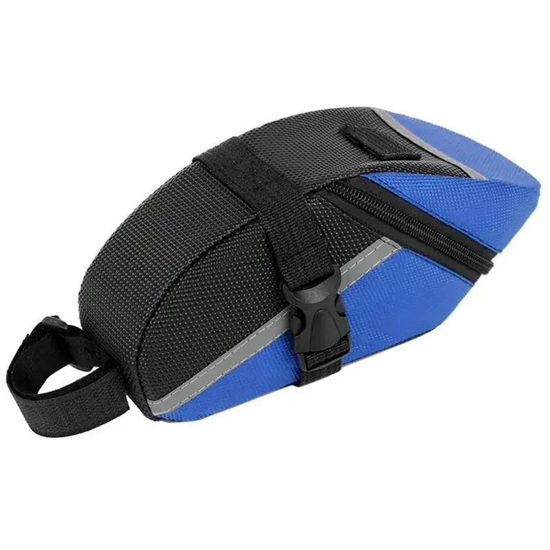 Bicycle Saddle Bag Water Resistant Bag For Mountain Road Easy To Install Riding Supplies With Reflective Lining Interior Mesh