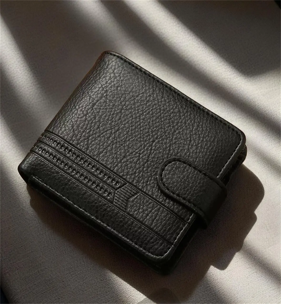 1. HOMEFISH Schlanke Herren-Kurzgeldbörse aus Leder, Design mit mehreren Kartenfächern, Geldbörse mit Reißverschluss-Münzfach für Männer – Detail 4