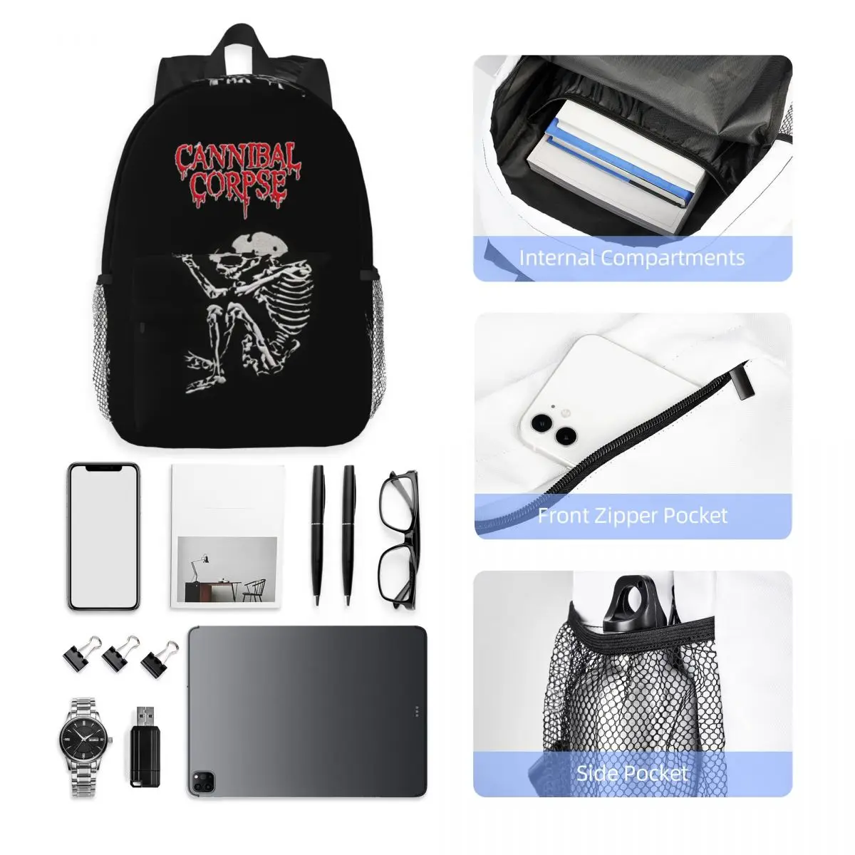 Cannibal Corpse Heavy Metal Band Horror Backpack Student Boys Girls BookBag Men Women School Bag Computer Shoulder Bags