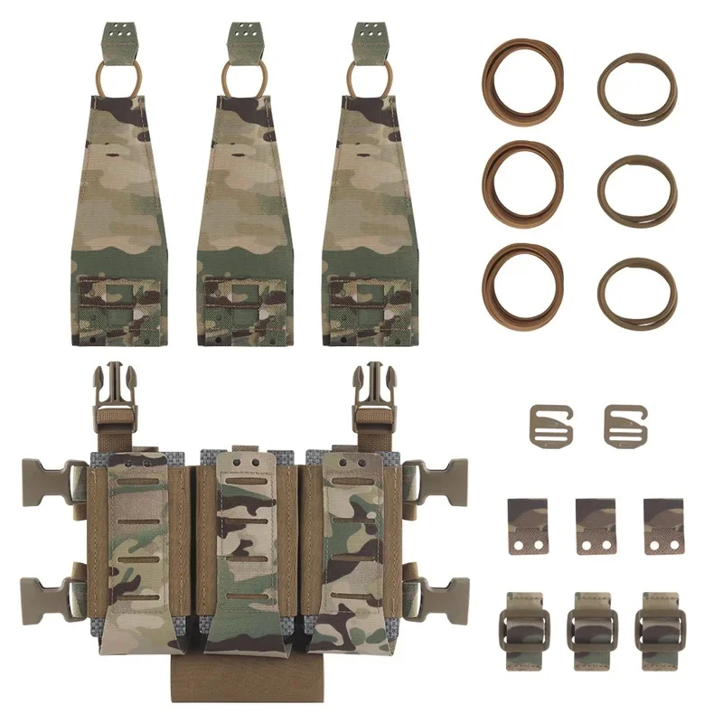 WG Diy Hook Loop Clasp Triple Mag Pouch Combination Storage Holder Rifle Pistol Submachine Gun Plate Carrier Airsoft Hunting