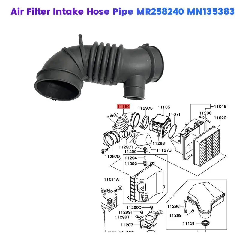 NEW HOT In Stock-Car Air Filter Intake Hose Pipe MR258240 MN135383 For Outlander 4G64 2001-2008 Intake Hose Connectio view 5