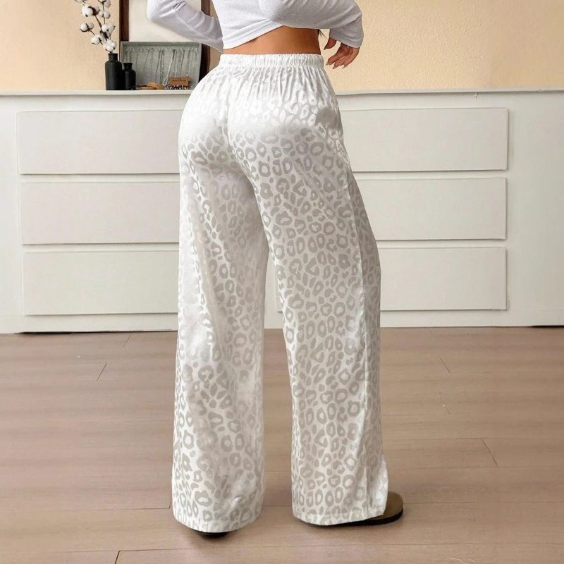 2026 Spring New High end Relaxation Leopard Pattern Color Elastic Waist Loose Pants for Women