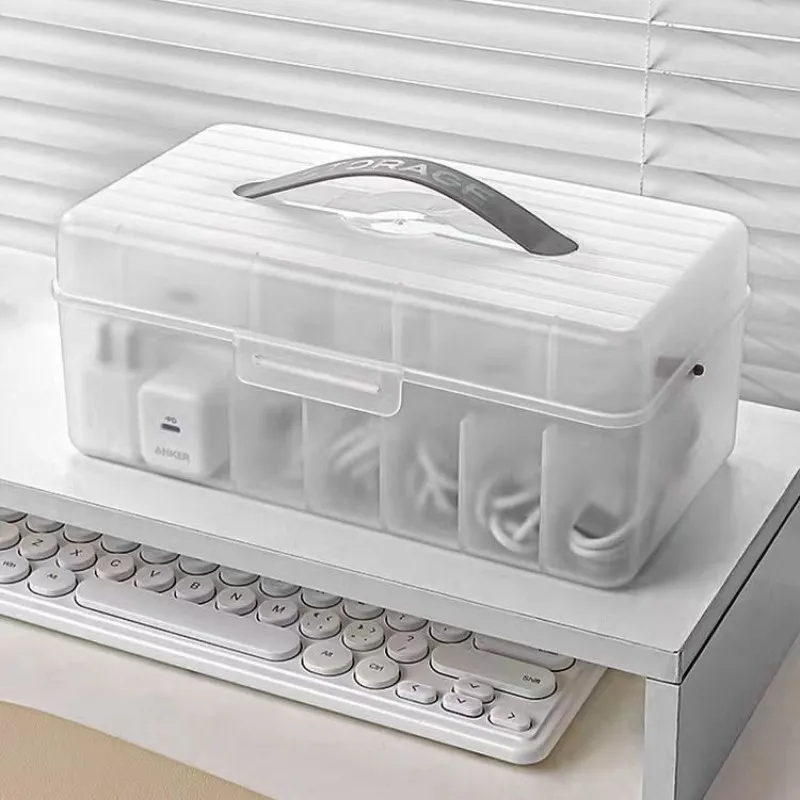 Data Cable Organizer Box With Lid Portable Charge Cable Management USB Cord Sorter Desk Electronic Accessorie Organizer for Home