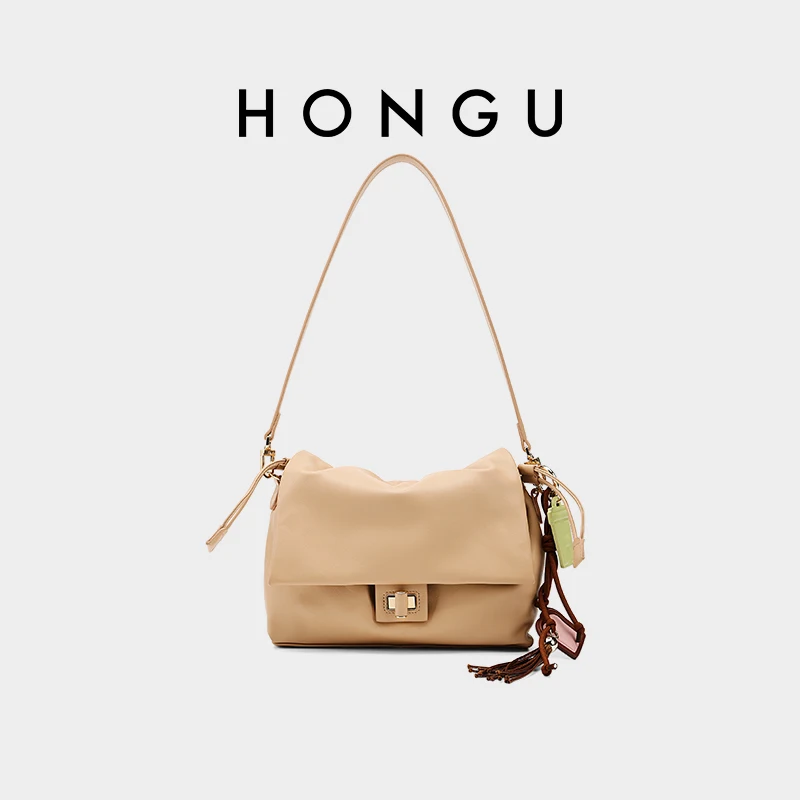 

HONGU Woman Luxury Bags 2025 Fashion Cowhide Leather Green Shoulder Bags Commuting Shopping Envelope Bag for Teenager H51556393