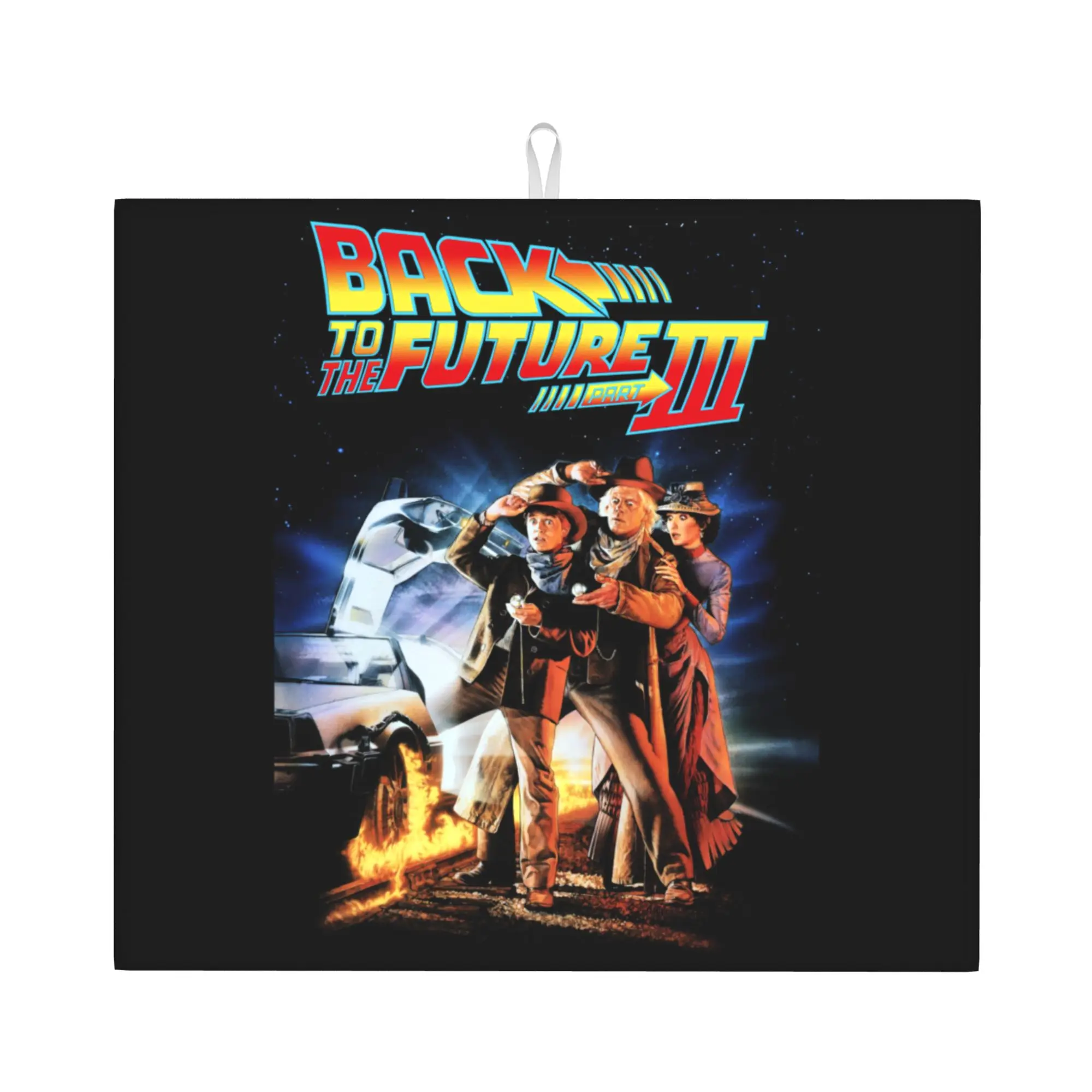 Movies Race Cars Back To The Future Drying Mat For Kitchen Waterproof Non‑Slip Oil Proof Bathroom Countertop Protector Mat