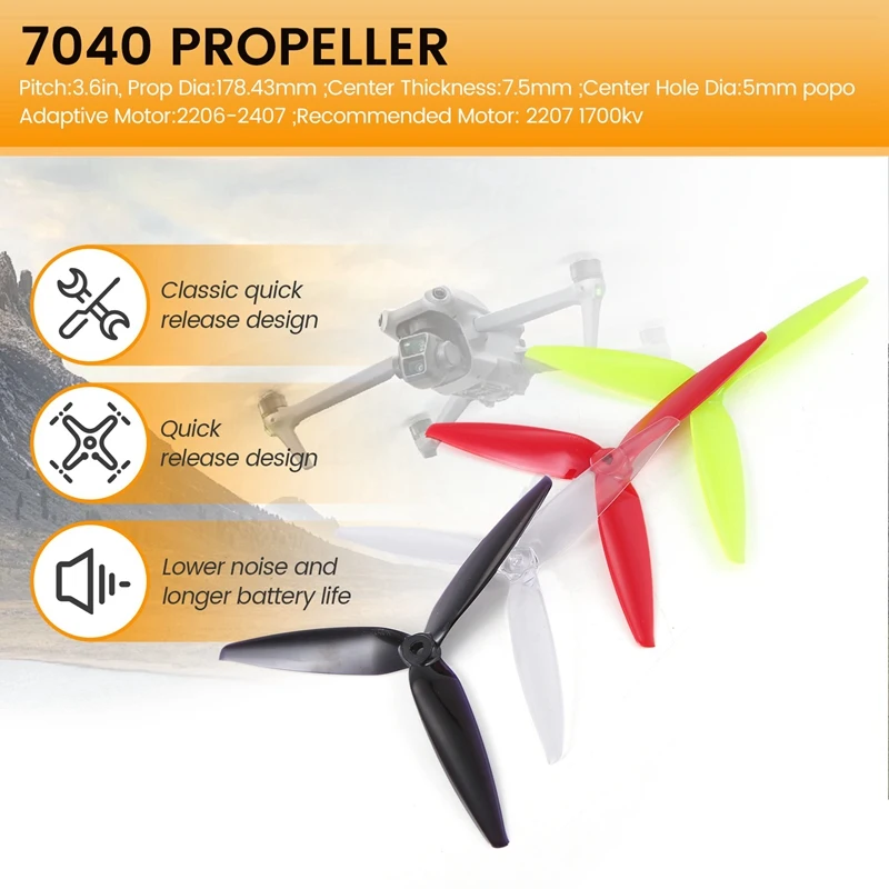 جديد-4 حزم 7040 7X4x3 3-Blade PC المروحة CW CCW ل RC FPV حرة 7 بوصة طويلة المدى LR7 طائرات بدون طيار لتقوم بها بنفسك أجزاء