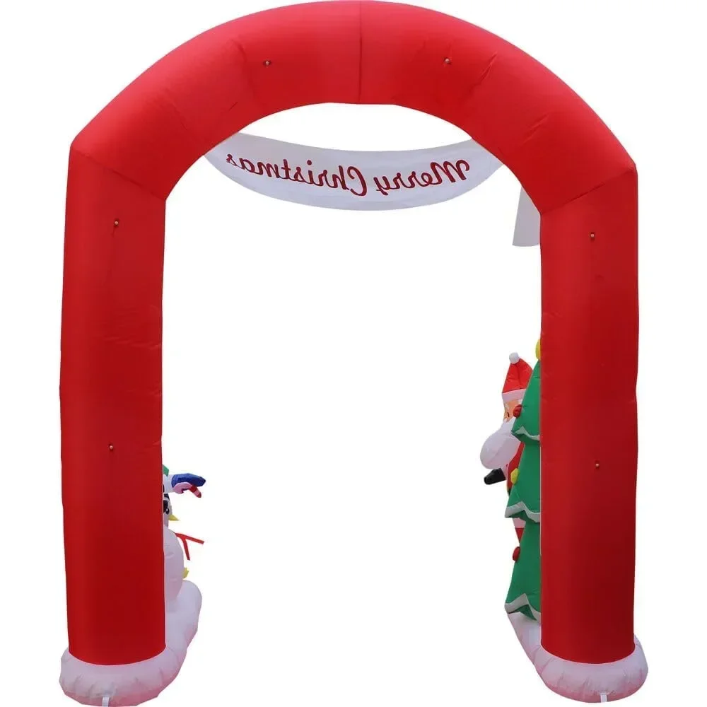 Christmas Inflatable 8-Ft. Tall Candy Cane Arch Blow Up with Lights, Outdoor Decoration for Lawn and Yard Christmas Inflatable