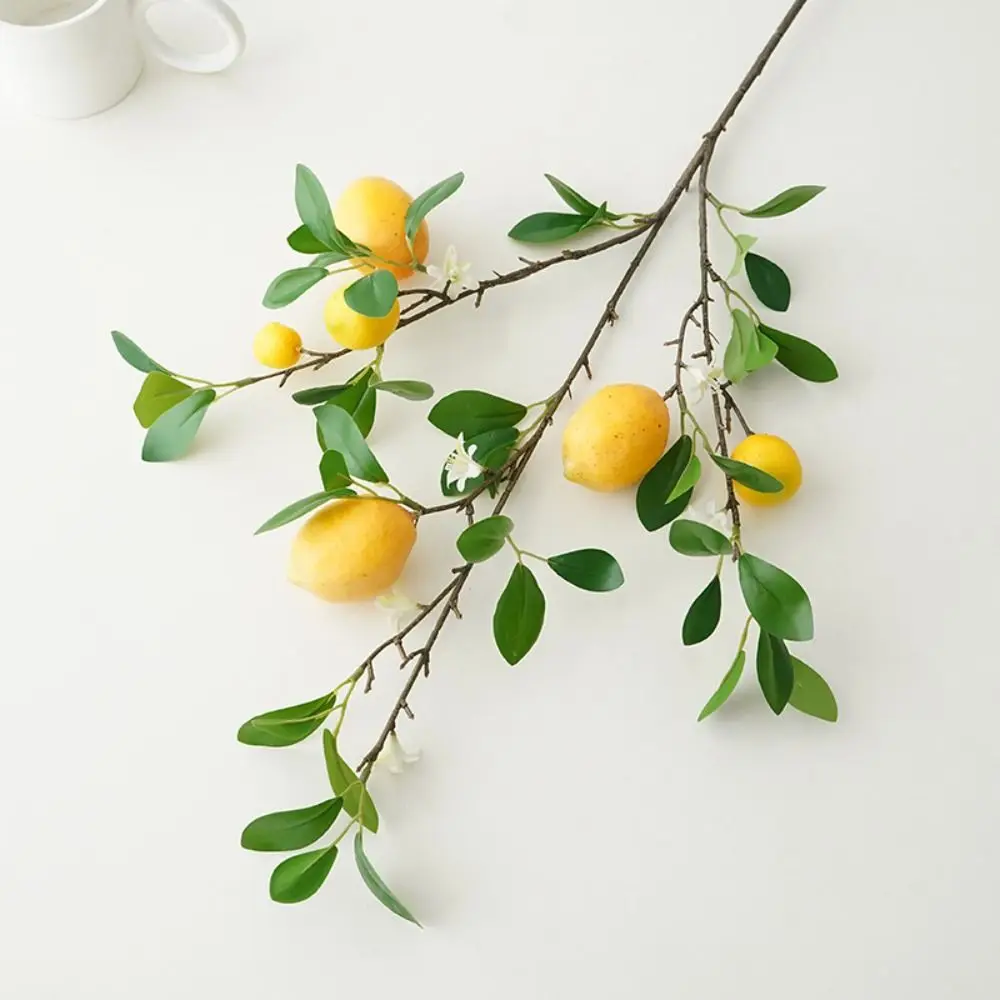 Ristorante naturale Disposizione dei fiori Decorazione della casa Puntelli per fotografia Fiore artificiale Ramo di limone Piante verdi Frutta di limone