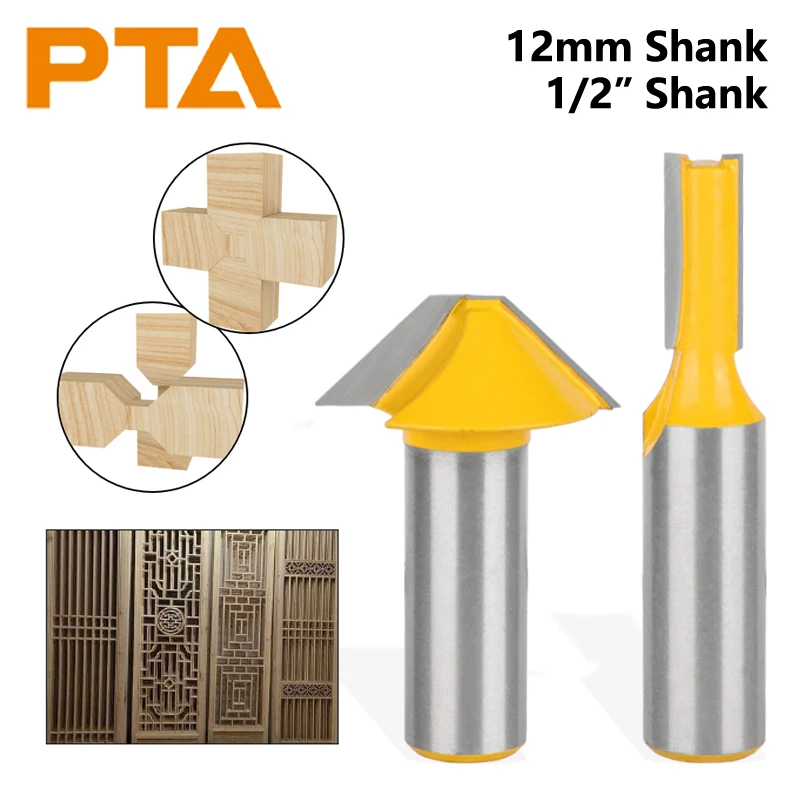 12MM 12.7MM Shank Carbide Tenon Cutting Bits Knife Flat-bottomed V Shape Router Bits for Wood Bit Face Mill Carbide Cutters