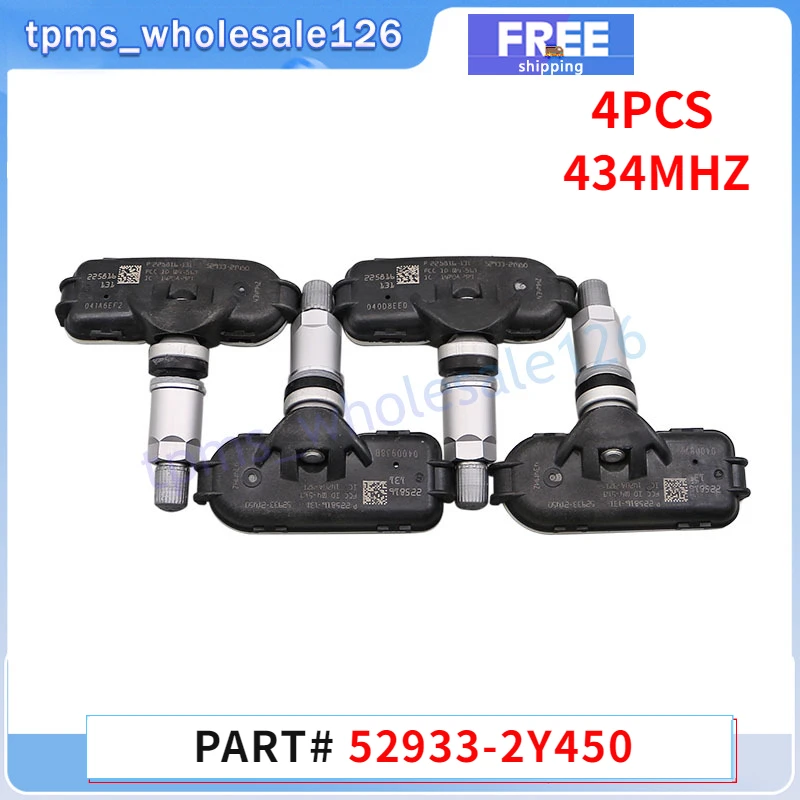 Set di 4 sensori del sistema di monitoraggio della pressione dei pneumatici 52933-2Y450 per Hyundai ix35 Tucson 2013-2015 2014-2019 Kia Mohave TPMS