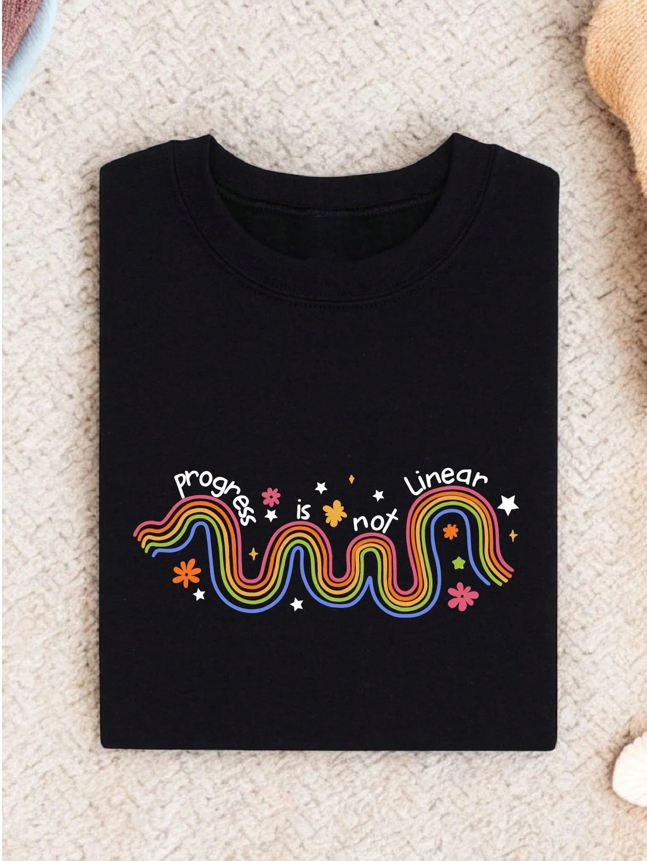 Men's T-shirt Crew Neck Short Sleeve Progress Is Not Linear Graphic Print Inspirational Positive Casual Four Season Daily Tops