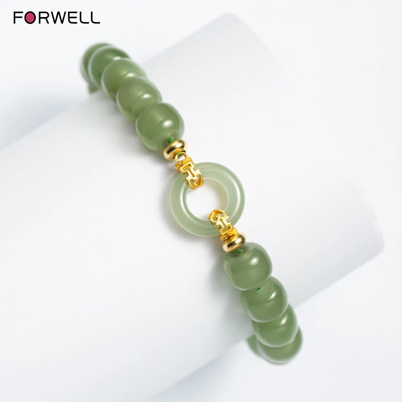 FORWELL Designer Jade Bead Bracelet for Women Natural Gemstone Jadeite High Quality Fashion Jewelry Gift for Girls