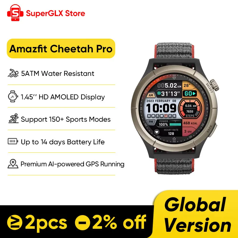 

100% Original Amazfit Cheetah Pro 47mm Smartwatch 24/7 Health Monitoring 150+ Sport Modes Smart Watch For Android IOS Phone