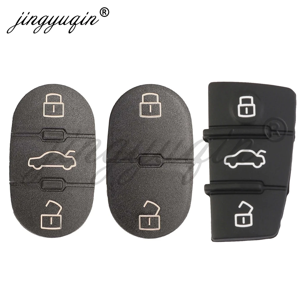 jingyuqin 2/3 Buttons Replacement Rubber Pad Key Shell Fob For Audi A1 A3 A4 A5 A6 A8 Q5 Q7 TT S LINE RS Remote Key Case Cover
