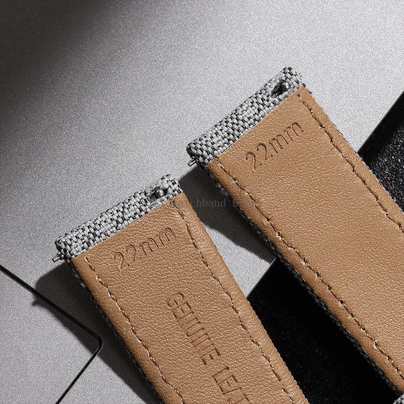 Quick Release Watch Strap Men Women Nylon Leather Band Universal Military Fabric Leather Wristband Army Sport Bracelet 20mm 22mm image 6