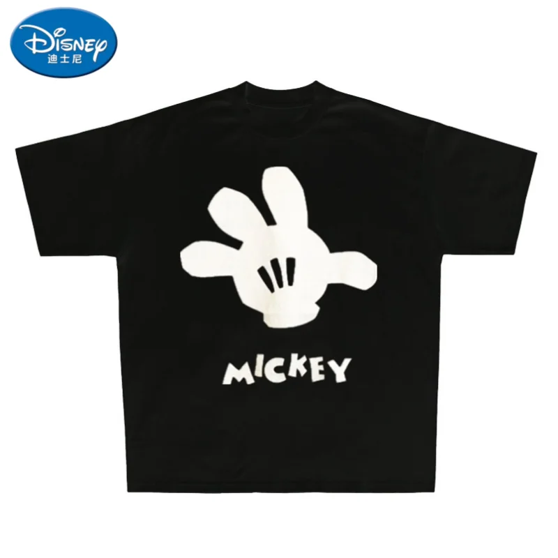 

Disney Mickey Mouse Anime Peripherals Cartoon Cute Cotton Boys and Girls Summer Versatile Loose Crew Neck Short Sleeve Top Gifts