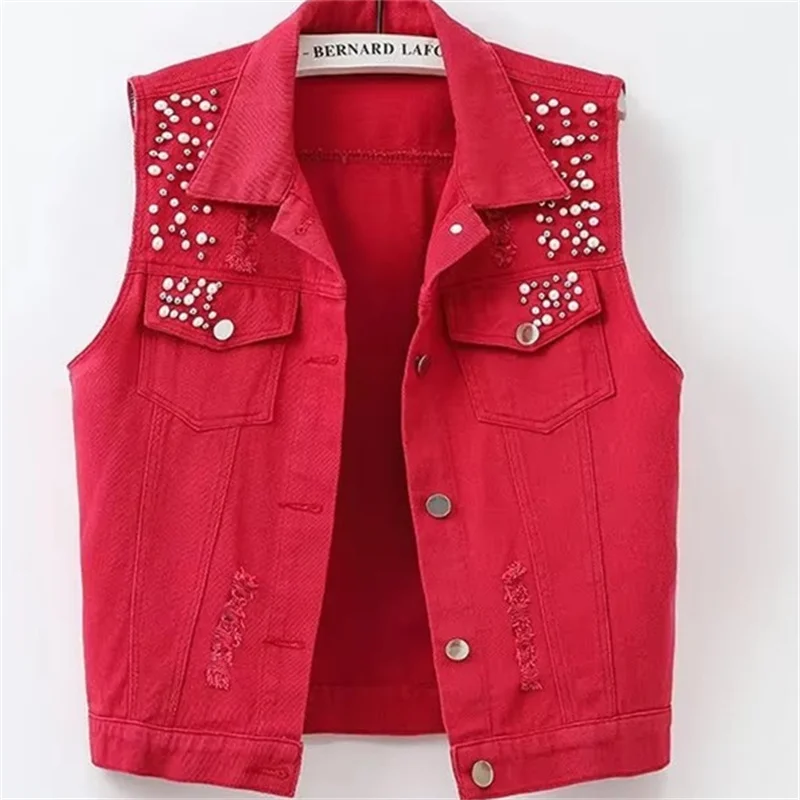 

Women Denim Vest Autumn Winter Solid Casual Sleeveless Jackets Short Jean Coat Streetwear Female Cowboy Waistcoat Chaleco Mujer