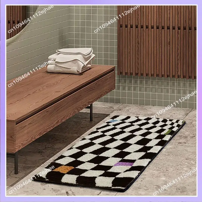 N83R زهرة حمام الحصير لينة أفخم الشطرنج شبكات لينة الأزهار الحمام السجاد السرير السجاد ديكور المضادة للانزلاق الكلمة حصيرة