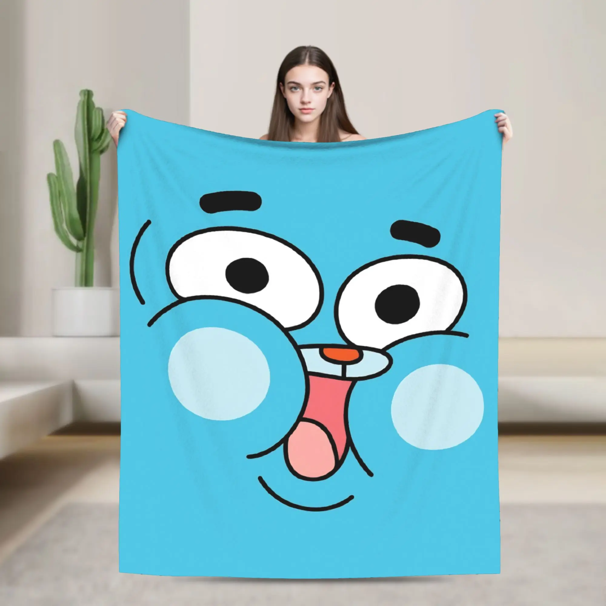 Gumballs Face Flannel Blanket Customized Throw Blanket for Home 150*125cm Plush Thin Quilt,