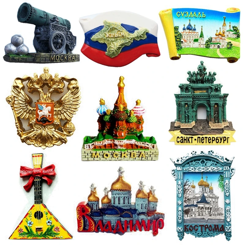 St. Petersburg, czerwony kwadrat St. Vasily kościół, moskwa, Rosja 3D magnesy na lodówkę pamiątki podróżne naklejki magnetyczne na lodówkę