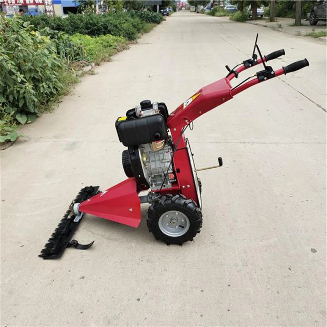 120mm Small Walk-behind Lawn Mower Agricultural Self-propelled Gasoline Lawn Mower High Horsepower Belt Steering Lawn Mower