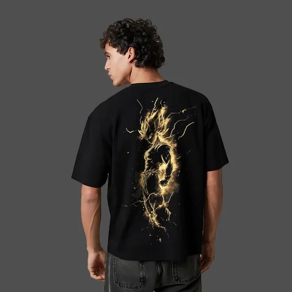 Dragon Ball Anime Golden Super Saiyan Camiseta de algodón de gran tamaño para hombres y mujeres transpirable de alta calidad Y2K de manga corta de verano