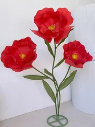 180cm Red Poppy Flower Large Artificial Paper Flowers Wedding Backdrop Decor Prop Garden Decoration Fake Flower Decorative Stage